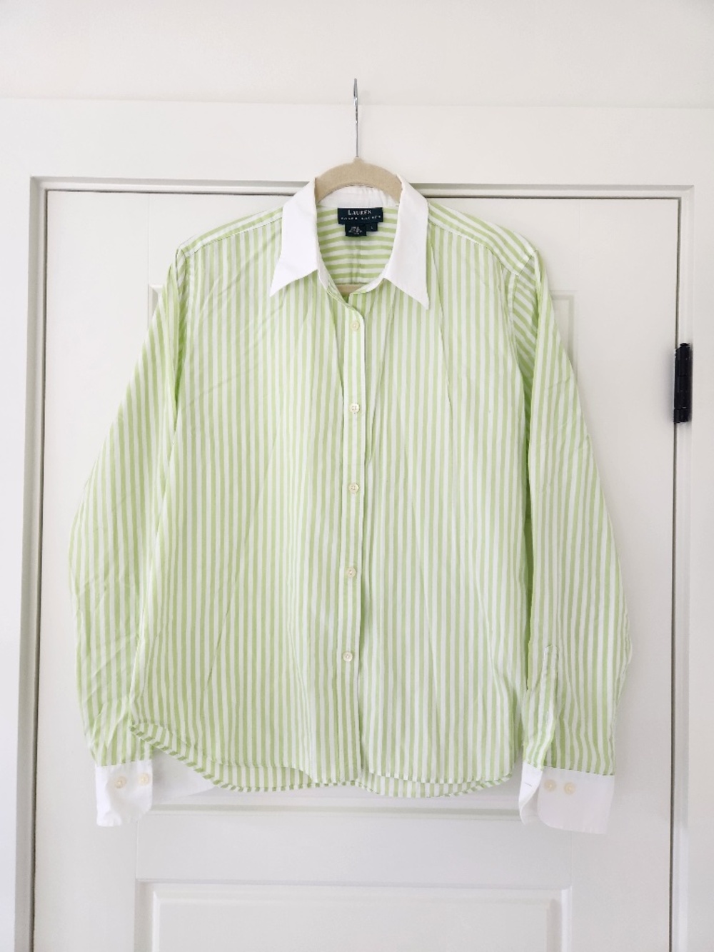 Ralph Lauren Women's Key Lime Striped Winchester Button-down Size Large